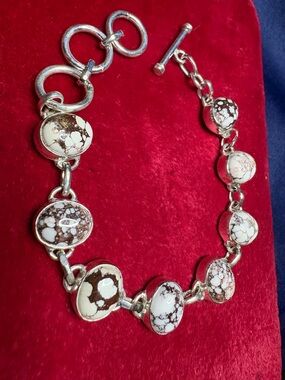 Bracelet Wild Horse Turquoise 925 Sterling Silver Link Toggle Clasp